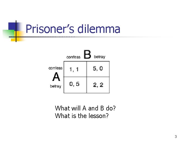 Prisoner’s dilemma U C B E R K E L E Y C O