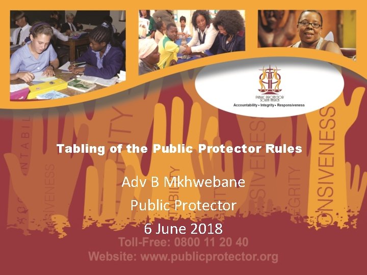 Tabling of the Public Protector Rules Adv B Mkhwebane Public Protector 6 June 2018