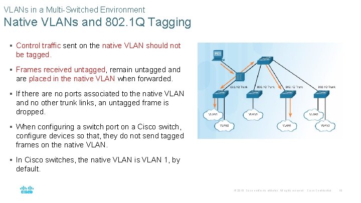 VLANs in a Multi-Switched Environment Native VLANs and 802. 1 Q Tagging § Control VLANs in a Multi-Switched Environment Native VLANs and 802. 1 Q Tagging § Control
