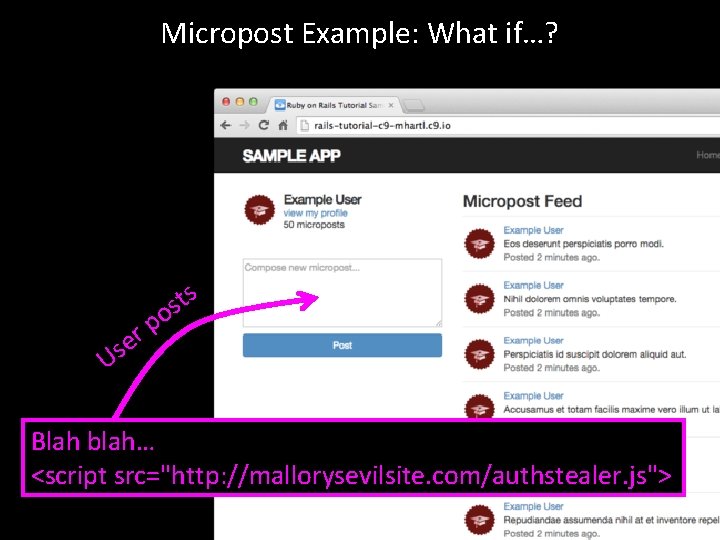 Micropost Example: What if…? ts s o p r e s U Blah blah…