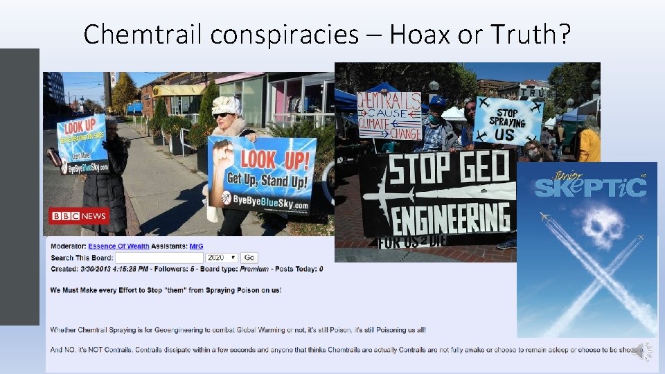 Chemtrail conspiracies – Hoax or Truth? Chemtrail conspiracies – Hoax or Truth?