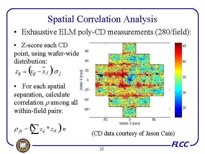 Spatial Correlation Analysis • Exhaustive ELM poly-CD measurements (280/field): • Z-score each CD point,
