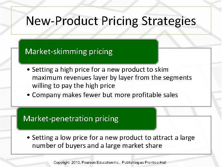 New-Product Pricing Strategies Market-skimming pricing • Setting a high price for a new product