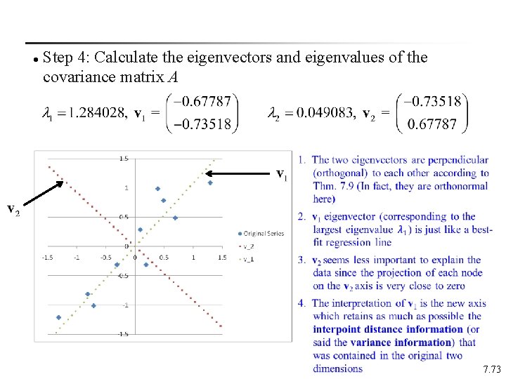 l Step 4: Calculate the eigenvectors and eigenvalues of the covariance matrix A 7.