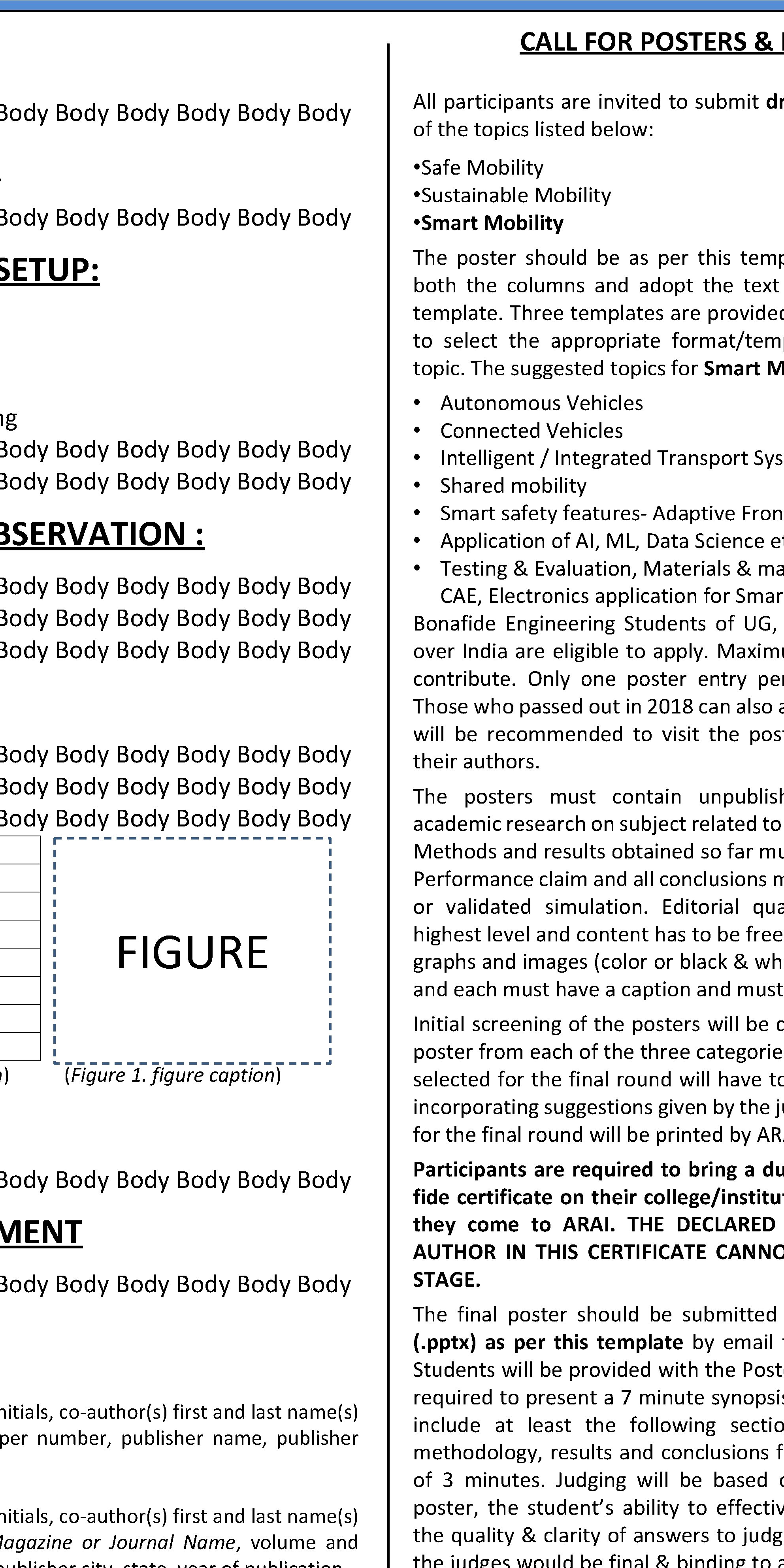 CALL FOR POSTERS & I Body Body : Body Body All participants are invited