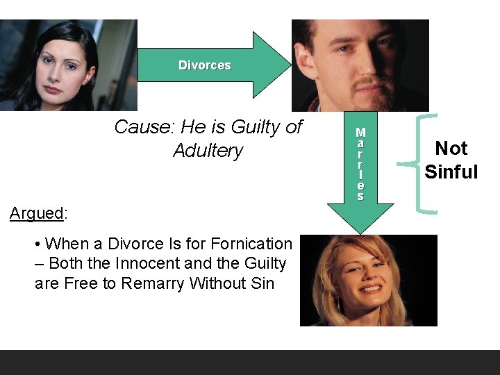 Divorces Cause: He is Guilty of Adultery Argued: • When a Divorce Is for