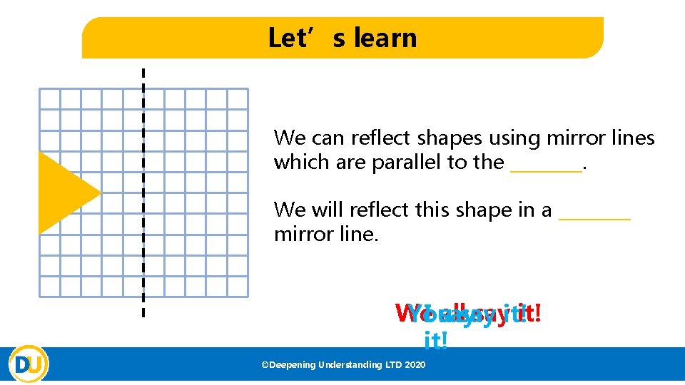 Let’s learn We can reflect shapes using mirror lines which are parallel to the