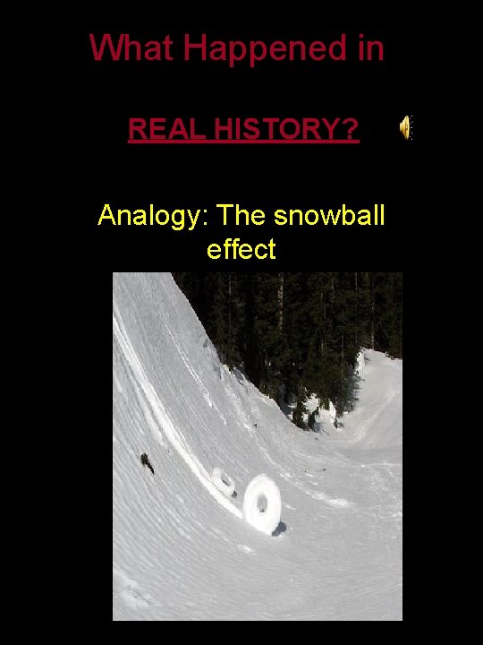 What Happened in REAL HISTORY? Analogy: The snowball effect 