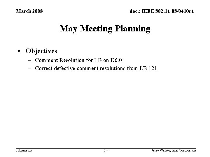 March 2008 doc. : IEEE 802. 11 -08/0410 r 1 May Meeting Planning •