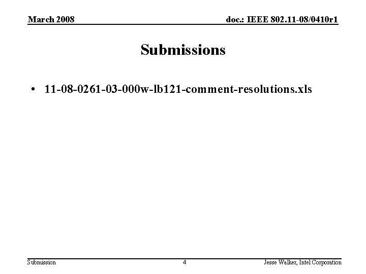 March 2008 doc. : IEEE 802. 11 -08/0410 r 1 Submissions • 11 -08