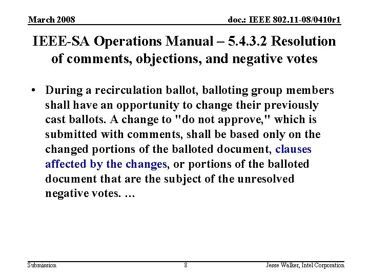 March 2008 doc. : IEEE 802. 11 -08/0410 r 1 IEEE-SA Operations Manual –