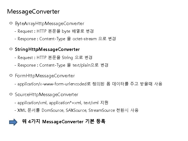 Message. Converter ㅇ Byte. Array. Http. Message. Converter - Request : HTTP 본문을 byte