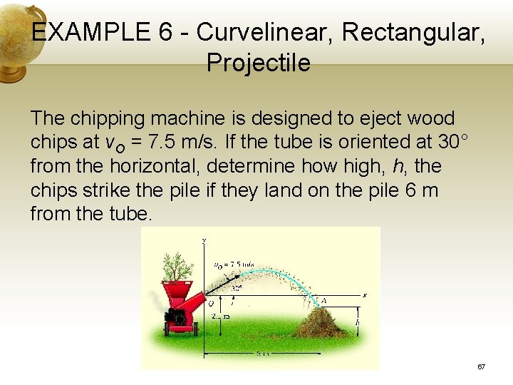 EXAMPLE 6 - Curvelinear, Rectangular, Projectile The chipping machine is designed to eject wood