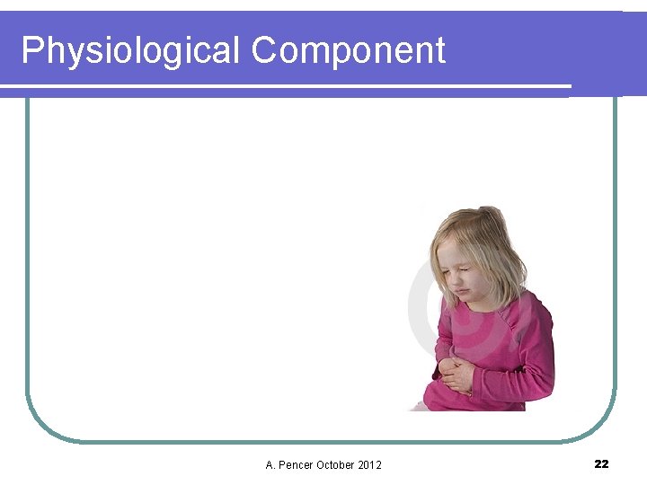 Physiological Component A. Pencer October 2012 22 
