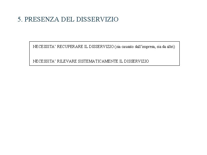 5. PRESENZA DEL DISSERVIZIO NECESSITA’ RECUPERARE IL DISSERVIZIO (sia causato dall’impresa, sia da altri)