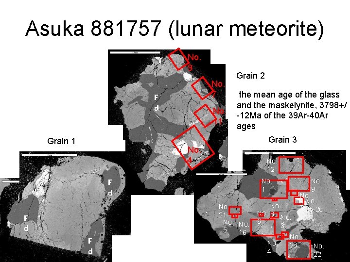 Asuka 881757 (lunar meteorite) No. 9 No. 7 F d No. 11 Grain 2