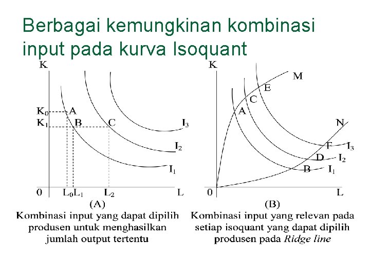 Berbagai kemungkinan kombinasi input pada kurva Isoquant 