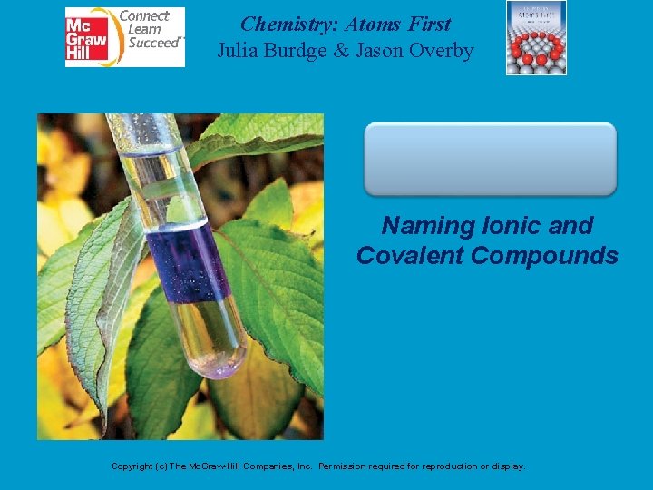 Chemistry: Atoms First Julia Burdge & Jason Overby Naming Ionic and Covalent Compounds Copyright