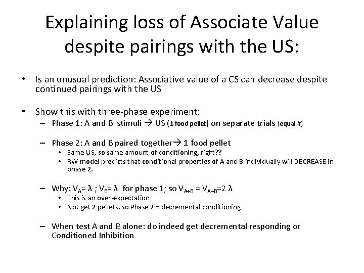 Explaining loss of Associate Value despite pairings with the US: • Is an unusual