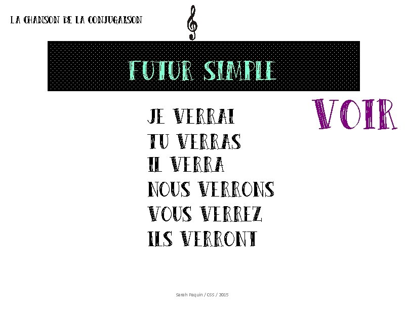 La chanson de la conjugaison Futur simple Je verrai Tu verras il verra nous