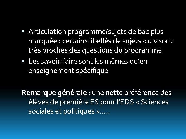 Articulation programme/sujets de bac plus marquée : certains libellés de sujets « 0 Articulation programme/sujets de bac plus marquée : certains libellés de sujets « 0