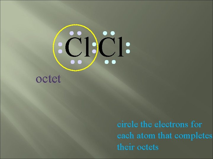 Cl Cl octet circle the electrons for each atom that completes their octets 