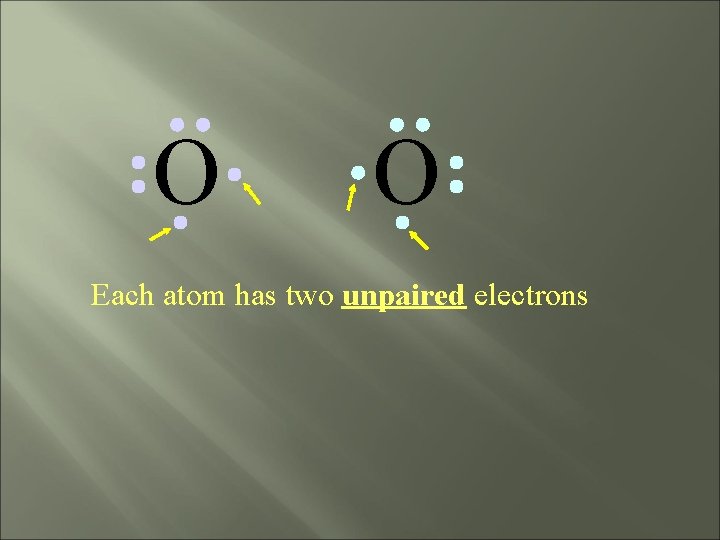 O O Each atom has two unpaired electrons 