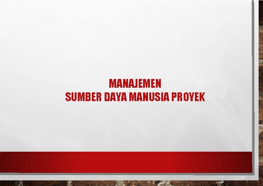 MANAJEMEN SUMBER DAYA MANUSIA PROYEK 