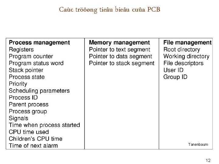 Caùc tröôøng tieâu bieåu cuûa PCB Tanenbaum 12 