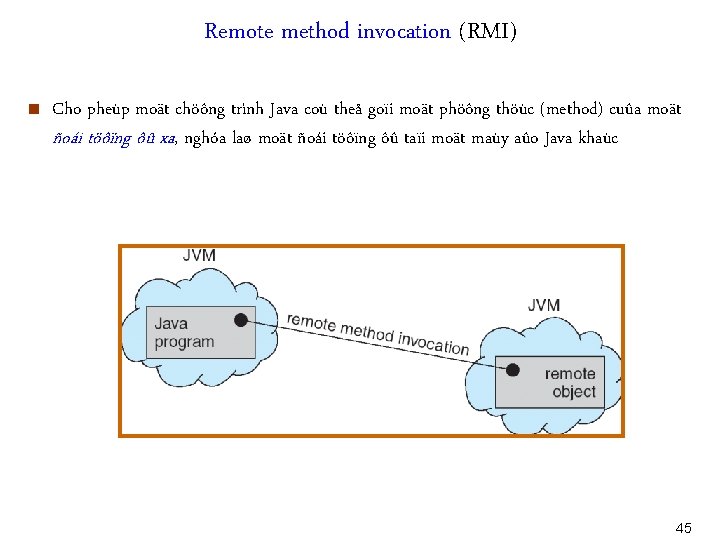 Remote method invocation (RMI) < Cho pheùp moät chöông trình Java coù theå goïi