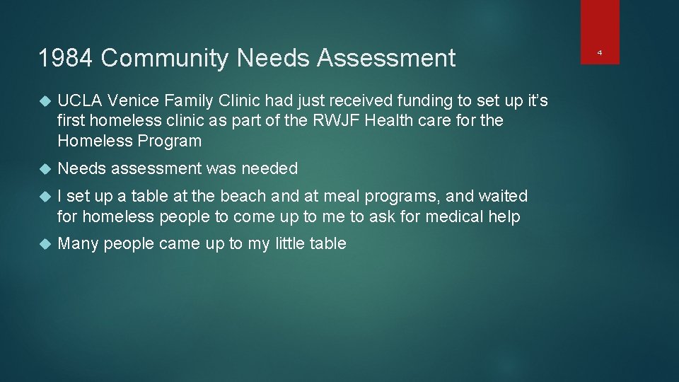 1984 Community Needs Assessment UCLA Venice Family Clinic had just received funding to set