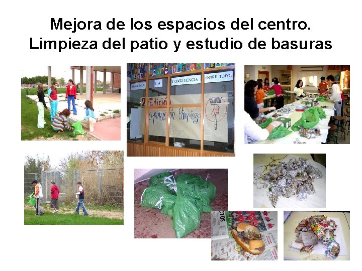 Mejora de los espacios del centro. Limpieza del patio y estudio de basuras 