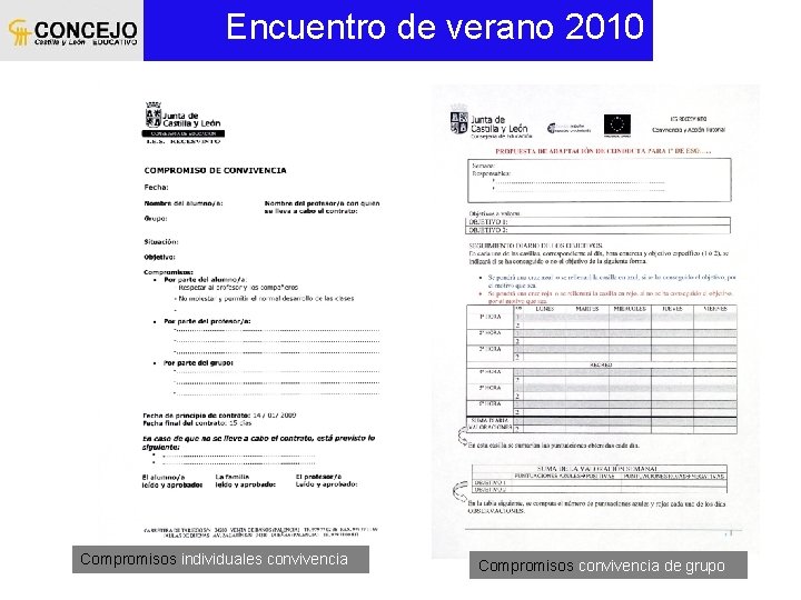 Encuentro de verano 2010 Compromisos individuales convivencia Compromisos convivencia de grupo 