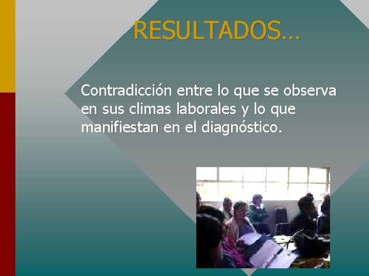 RESULTADOS… Contradicción entre lo que se observa en sus climas laborales y lo que