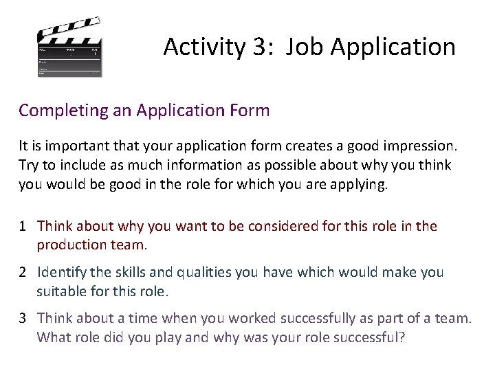 Theme 5 Production roles responsibilities Activity 3 Activity