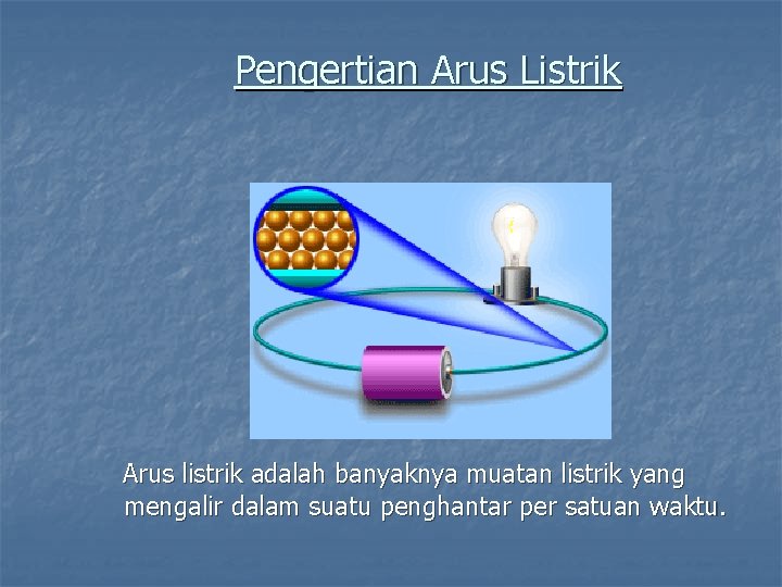 Pengertian Arus Listrik Arus listrik adalah banyaknya muatan listrik yang mengalir dalam suatu penghantar
