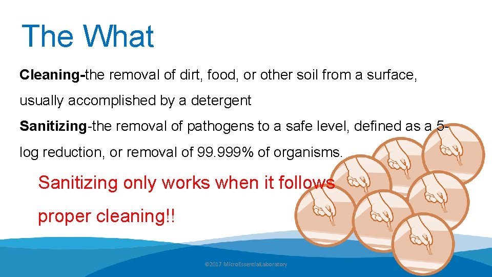 The What Cleaning-the removal of dirt, food, or other soil from a surface, usually