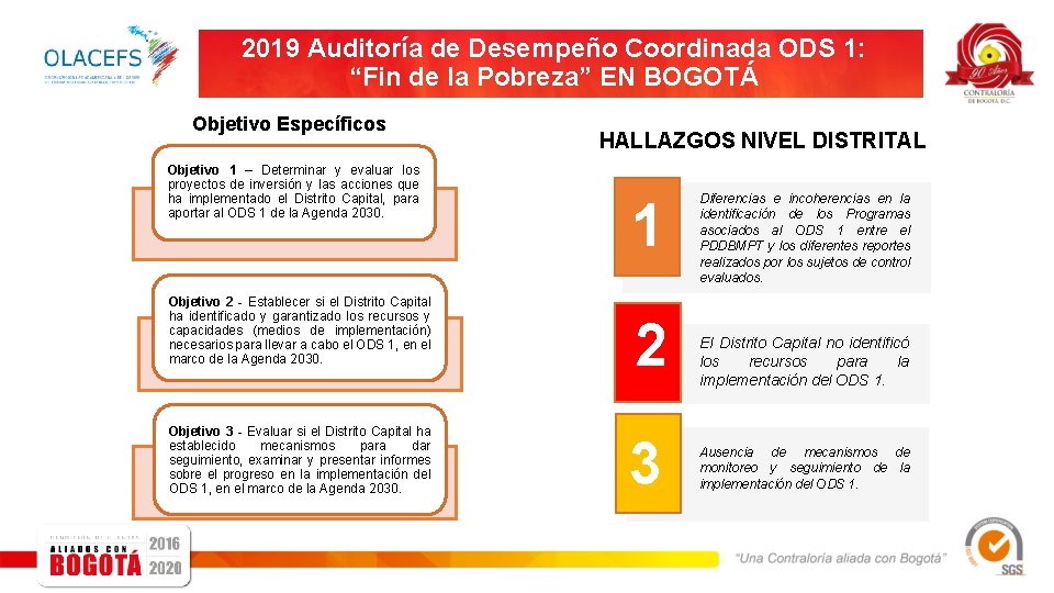 2019 Auditoría de Desempeño Coordinada ODS 1: “Fin de la Pobreza” EN BOGOTÁ Objetivo