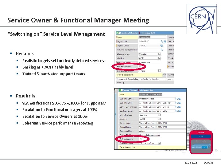 Service Owner & Functional Manager Meeting “Switching on” Service Level Management § Requires §