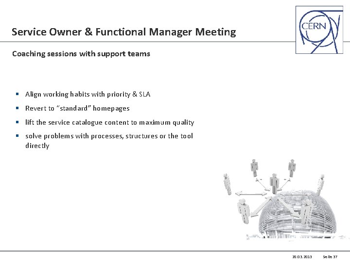 Service Owner & Functional Manager Meeting Coaching sessions with support teams § Align working