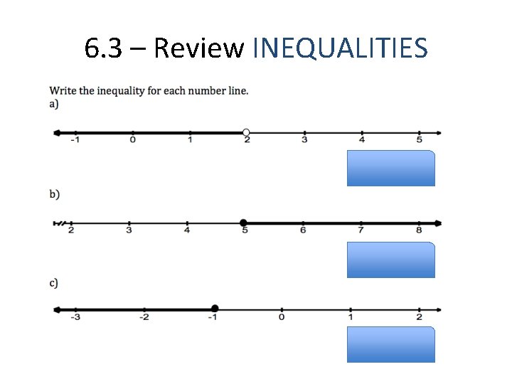 6. 3 – Review INEQUALITIES 6. 3 – Review INEQUALITIES