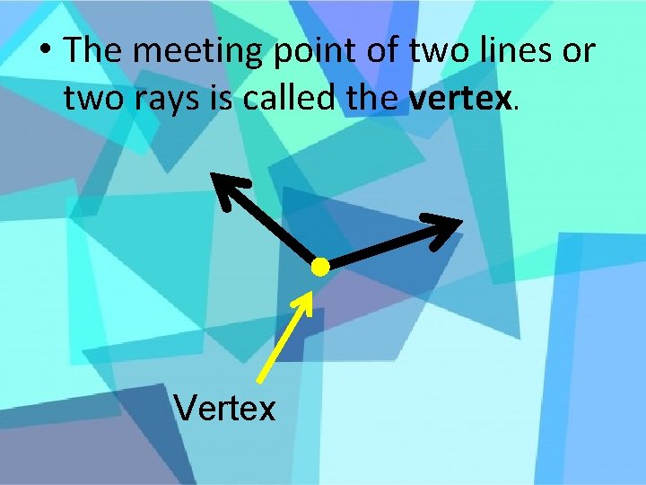  • The meeting point of two lines or two rays is called the