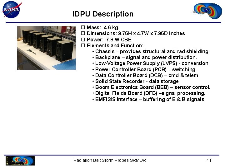 IDPU Description q Mass: 4. 6 kg. q Dimensions: 9. 75 H x 4.