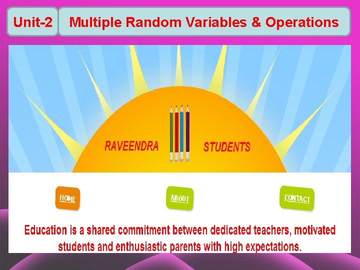 Unit-2 Multiple Random Variables & Operations 