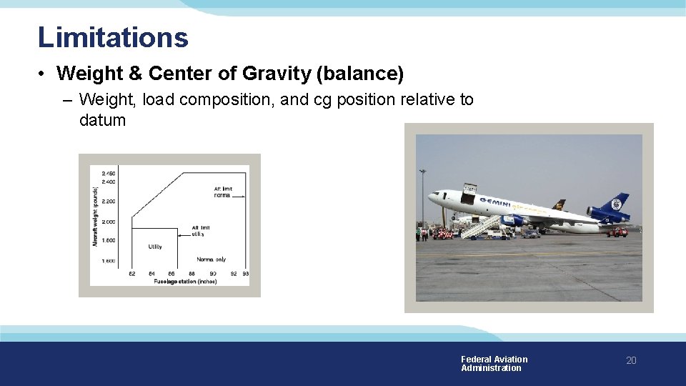 Limitations • Weight & Center of Gravity (balance) – Weight, load composition, and cg