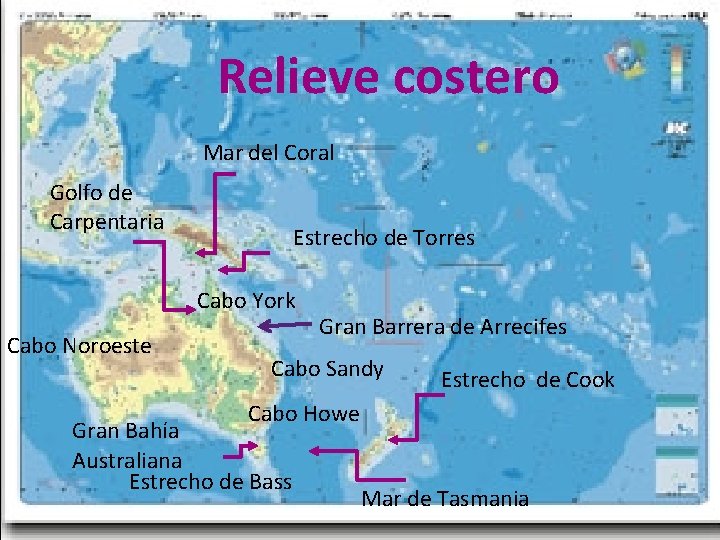 Relieve costero Mar del Coral Golfo de Carpentaria Estrecho de Torres Cabo York Cabo Relieve costero Mar del Coral Golfo de Carpentaria Estrecho de Torres Cabo York Cabo