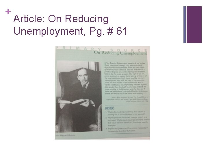 + Article: On Reducing Unemployment, Pg. # 61 