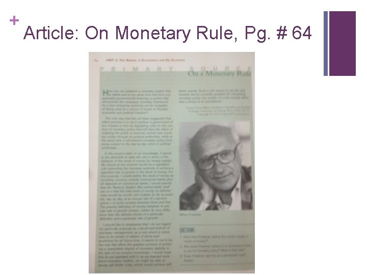 + Article: On Monetary Rule, Pg. # 64 