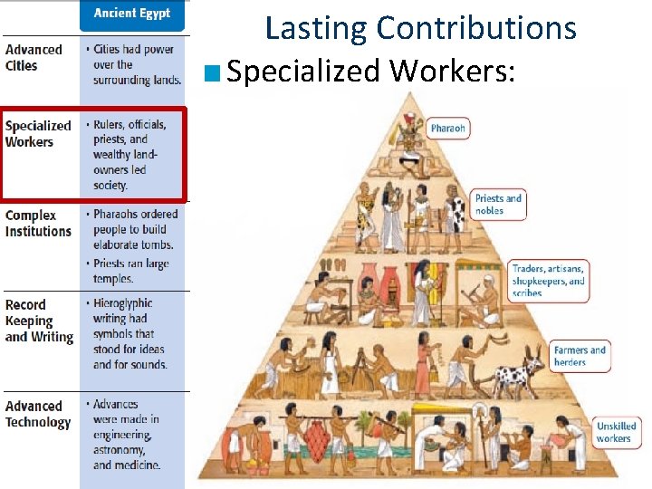 Lasting Contributions ■ Specialized Workers: –? 