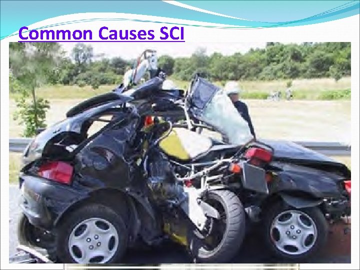 Common Causes SCI Motor vehicle accidents (MVA) MVA - Auto and motorcycle accidents the